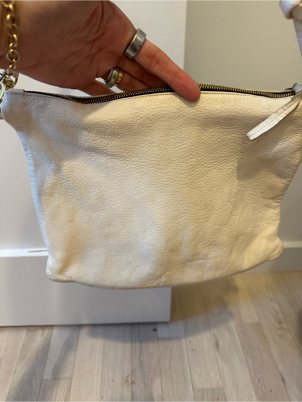 Clare V Og Sac Bretelle Cream Leather Crossbody Bag View 6